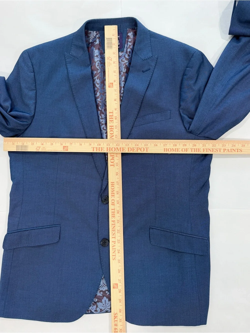 SAVILE ROW CO Brixton Navy Blue Sport Coat Blazer Jacket Poly Spandex Rayon 44L